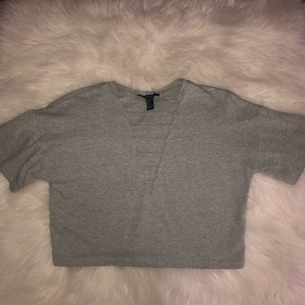 Ribbed gray top